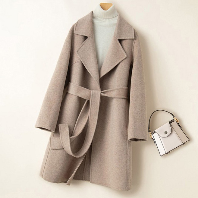 [2026 봄신상] 스타일아유 여성용 프리미엄 양모100% 핸드메이드 양면 롱코트 루즈핏 고급스러운 보온 더블페이스 캐시미어코트 LC0062