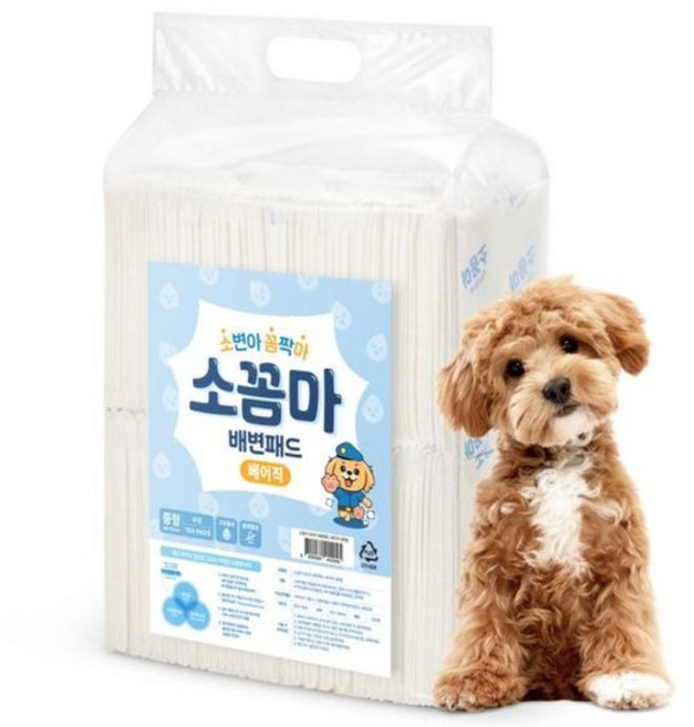 소꼼마 강아지 배변패드 냄새제거 대형견 고흡수 베이직 중형 100매입 X 1개 (47530885), 단일