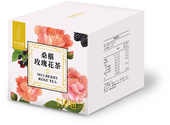 花芊莊園桑椹玫瑰花茶 7.3g x 10包 天然花果香 獨立包裝方便攜帶, 10個裝, 2盒