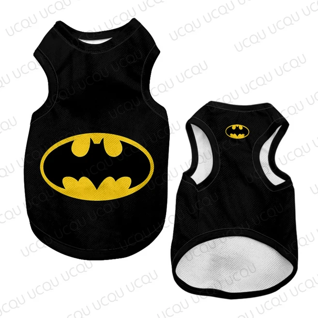 2025 스파이더맨 데드풀 아이언맨 개와 고양이 옷을 특징으로 하는 마블 슈퍼 히어로 애완 동물 조끼 여름, 04 Black, 06 5XL