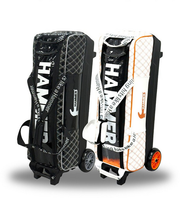 락엔볼- 햄머 3볼 토트 롤러백 볼링가방 + 가죽볼타올 리액션크리너 그립색, 블랙, 1개