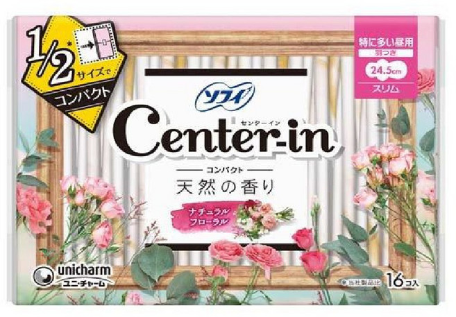 Center-in 柔軟花香衛生棉, 1個, 16片, 日用