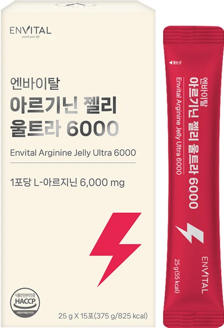 고함량 6000mg 복숭아맛 엔바이탈 아르기닌 젤리 울트라 (15포), 25g, 1박스 - 쿠팡