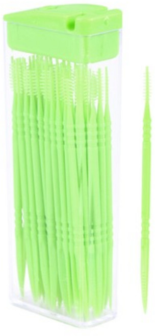 치아 청소를위한 50pcs 소프트 브러시 스틱 일회용 꼬리고리 이쑤시개