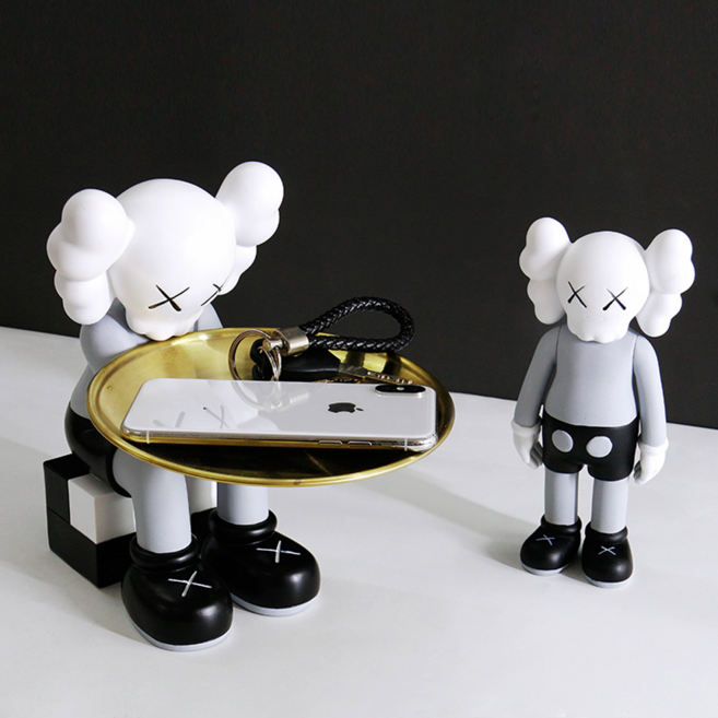 카우스 피규어 트레이 차키보관함 북유럽 인테리어 시계 현관 열쇠 다용도 장식품 베어브릭, 화이트그레이