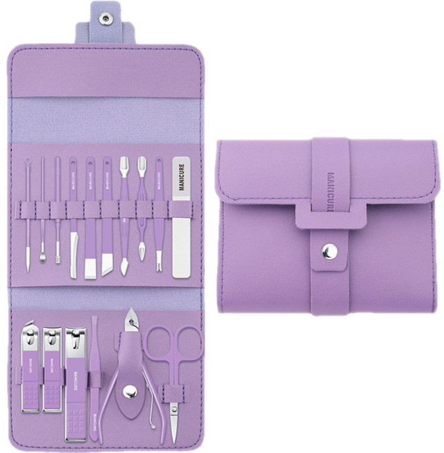 프라홈 네일 케어 손톱깍이 16종 세트, 1개, 퍼플