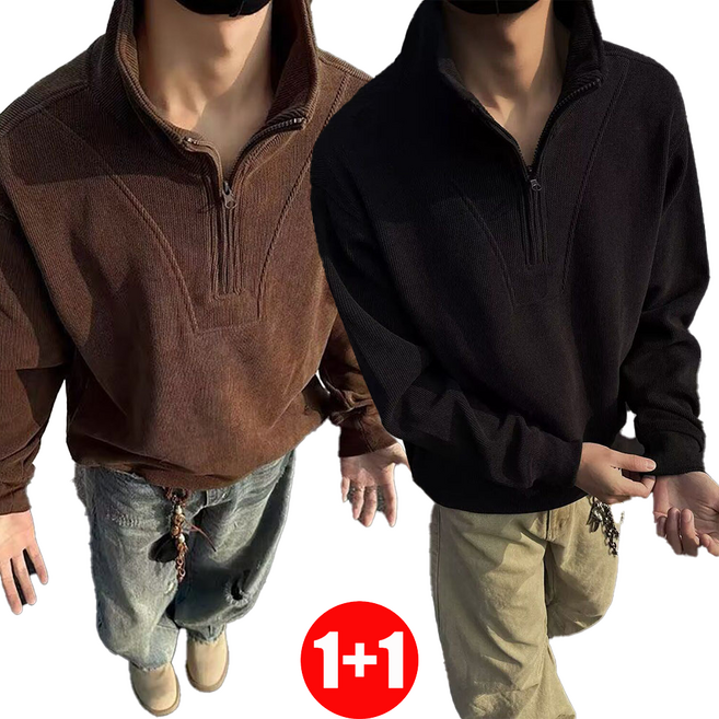 지고다그 1+1 남성 코듀로이 긴팔 상의 하프집업 스탠카라 간절기 베이직핏 GJX4227