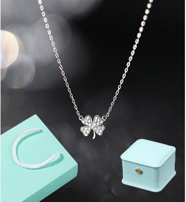 르떼르넬 JSNC024 Silver 럭키 행운 네잎 클로버 여자 실버 목걸이 은목걸이