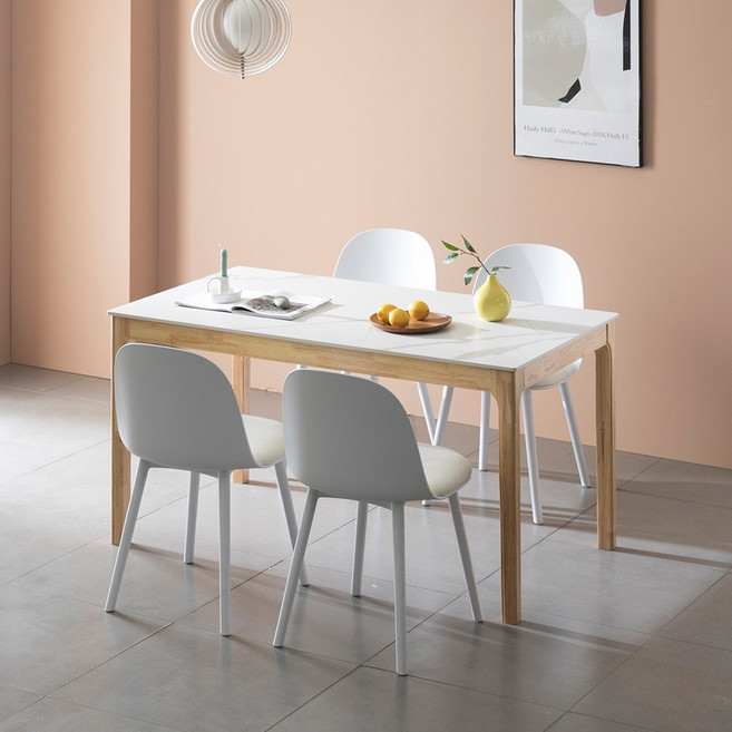 장인가구 디케 퓨어 세라믹 4인 식탁세트 의자형, 내추럴