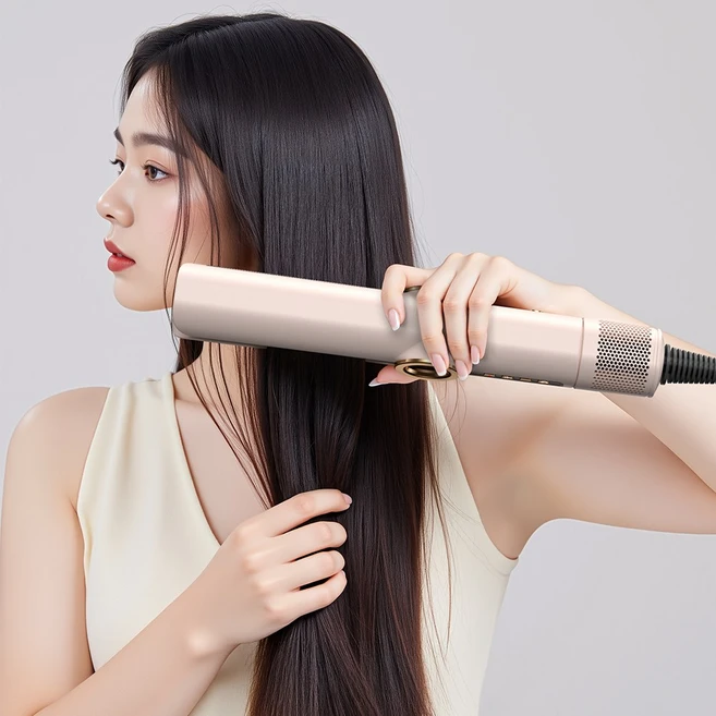 UtechSmart 에어스트레이트 멀티 고데기 헤어 드라이기 스트레이트너, 핑크 - 쿠팡