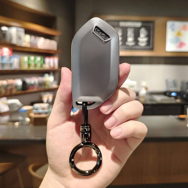 HAKO 메탈릭 TPU 차키케이스+키홀더 (기아 호환), K-14, 메탈릭실버