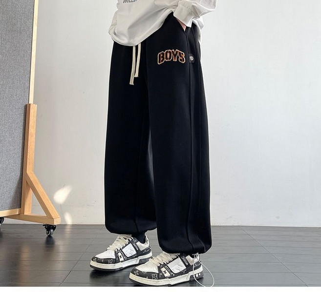 Tagi 1+1 남성 사이드 레터링 자수 조절 가능 밑단 트레이닝팬츠 캐주얼 빅사이즈 와이드 팬츠 데일리