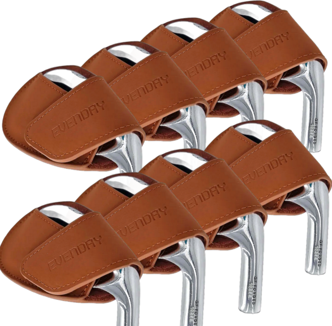이븐데이 프리미엄 자석 아이언 커버, 8개, 천연가죽 브라운