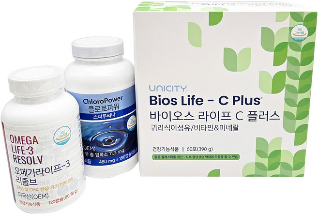 유니시티 바이오스 라이프 C플러스 세트 오메가라이프3리졸브 클로로파워, 1개