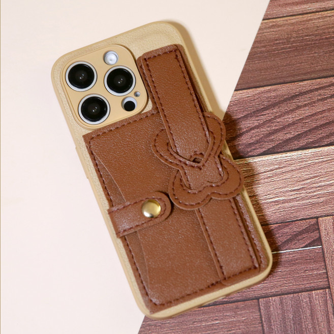 그린나무(GRNM) 로아브 카드 수납 포켓 가죽 밴드 핑거 핸드 스트랩 폰 케이스