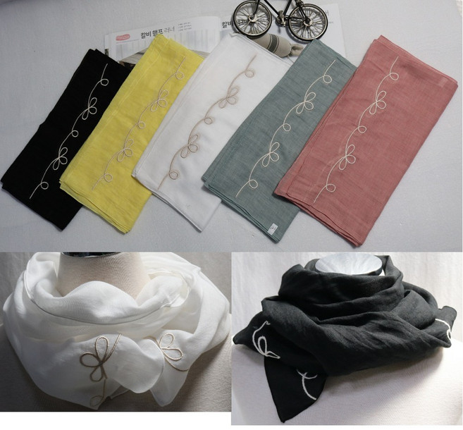 아사단색자수스카프/아사롱스카프