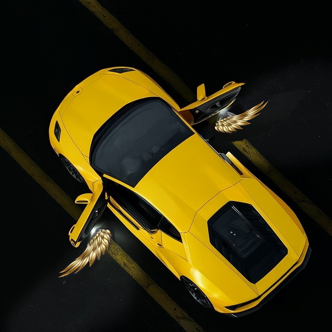 베스트핏 천사 날개 자동차 도어라이트 LED 프로젝터 세트, 금색 2p, 1박스