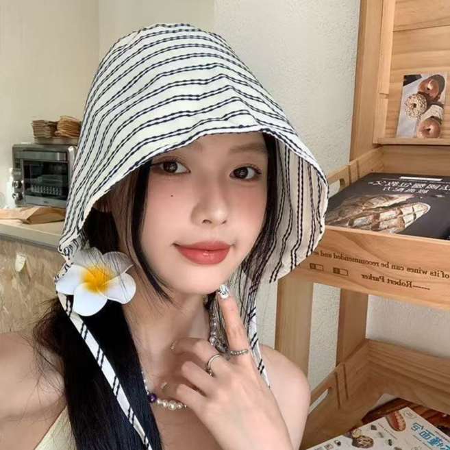 디디햅 와이어 보넷햇 스트라이프 여성여름모자