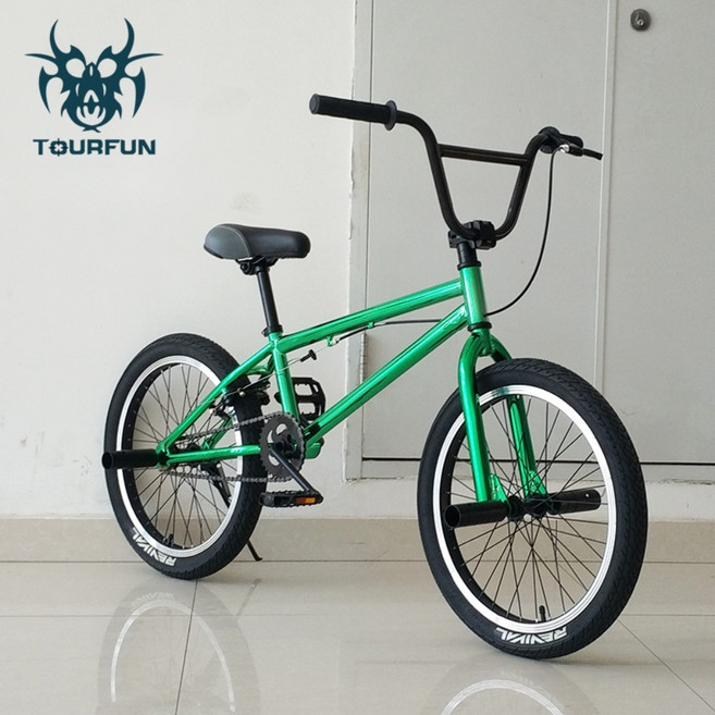 묘기자전거 20 인치 bmx BMX 성인 익스트림 스포츠 자전거 스턴트 등반 멋진 자전거, 밝은 녹색 업그레이드 버전, cm, 1개