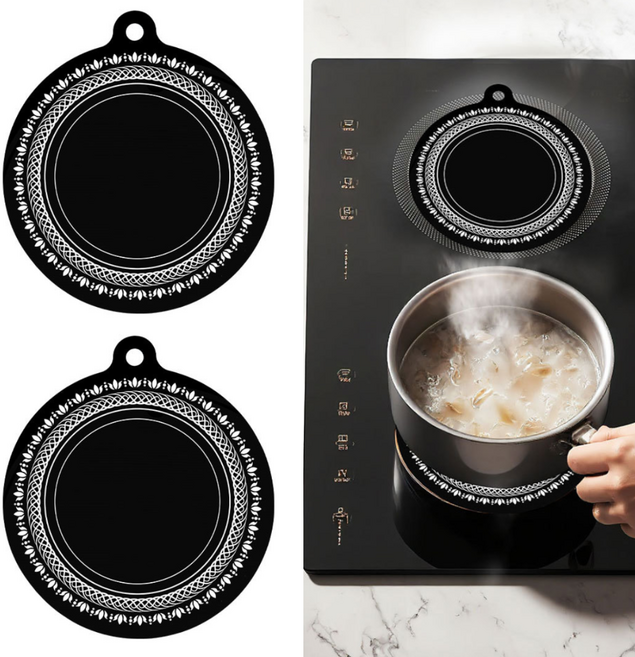 브레베네 미끄럼방지 인덕션 보호매트 대형, 2개, 블랙