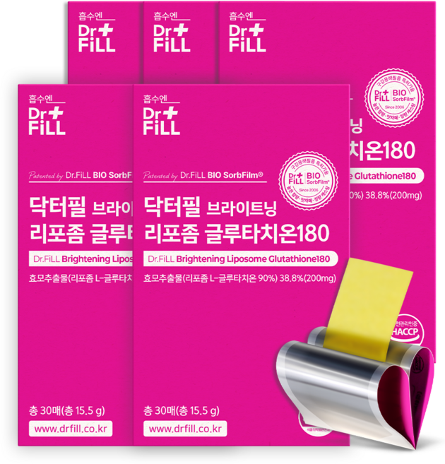 닥터필 브라이트닝 고순도 리포좀 글루타치온 180 고순도 90% 식약청인증, 15.5g, 5박스