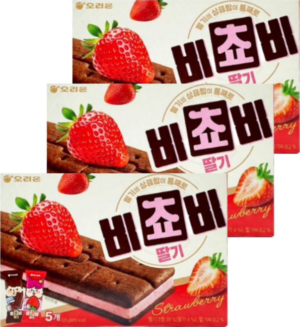 오리온 비쵸비 딸기, 125g, 3개