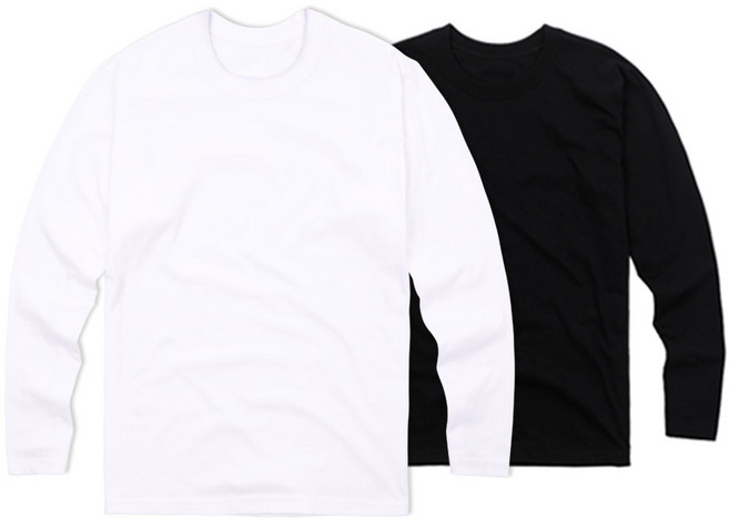 뉴베이직 20수 남녀공용 무지 긴팔 라운드 티셔츠