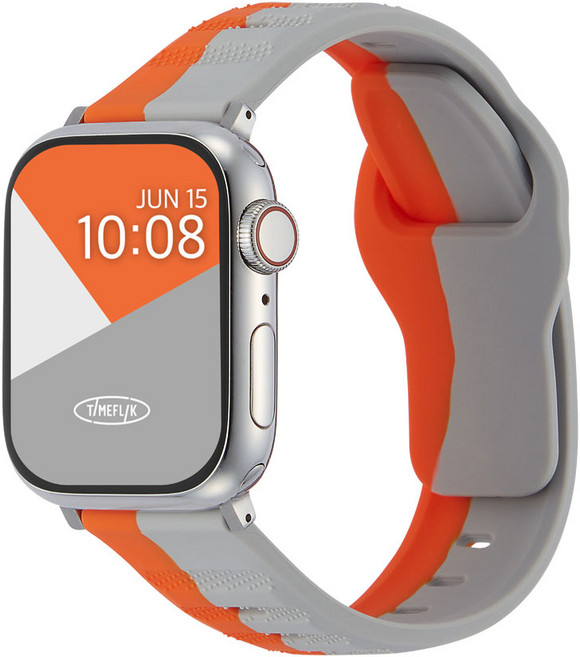 타임플릭 에센셜 투톤 러기드 실리콘 스트랩 스포츠 애플워치 갤럭시 워치 호환 밴드, 오렌지