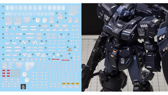 형광!! MG MGEX MGSD FM HiRM 1/100 로봇 MS 불꽃사 디테일업 용수 전사식 데칼 (MG 1/100 RGM-96X 제스타용, 1개