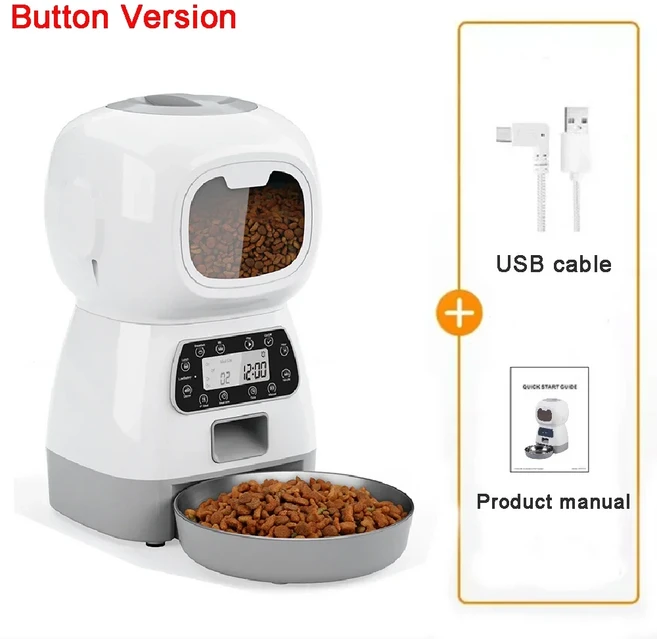 ROJECO 자동 고양이 피더 애완 동물 스마트 WiFi 고양이 음식 Kibble 디스펜서 고양이 개 건조 식품 액세서리에 대한 원격 제어 자동 피더, 화이트, 1개