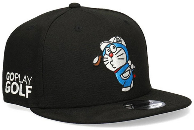 뉴에라 9FIFTY 도라에몽 모자 블랙 화이트 여성용 남성용 골프모자, 1개