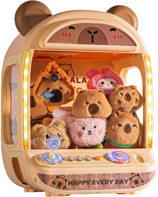 CUTES BEAR 迷你夾娃娃機 兒童益智玩具 聲光效果 家用糖果機 禮品機 親子互動, 卡皮巴, 1個