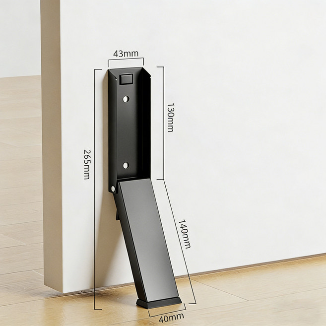 디에스가추몰 원터치 무타공 스테인리스 도어스토퍼 인테리어 현관문 철문 겸용 닫힘방지, 1개, 블랙