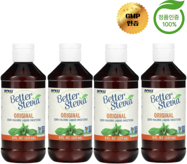 NOW Foods 제로 칼로리 액상 감미료 오리지널 8 fl oz(237 ml) x 4, 237ml, 4개