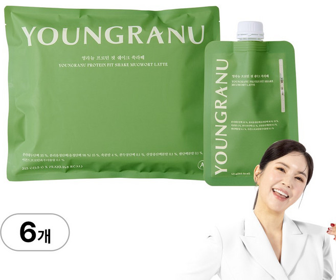 영라뉴 프로틴 핏 쉐이크 쑥라떼, 315g, 6세트