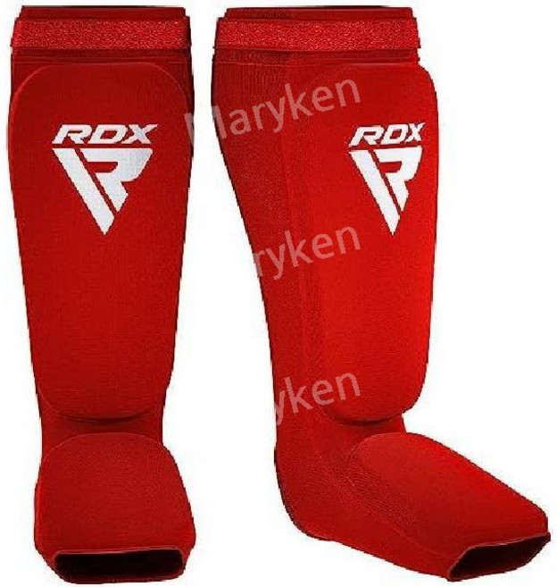 RDX 신가드 킥복싱 무에타이 SATRA 승인 MMA 스파링 다리 발등 보호패드, 빨강 하양, 1개