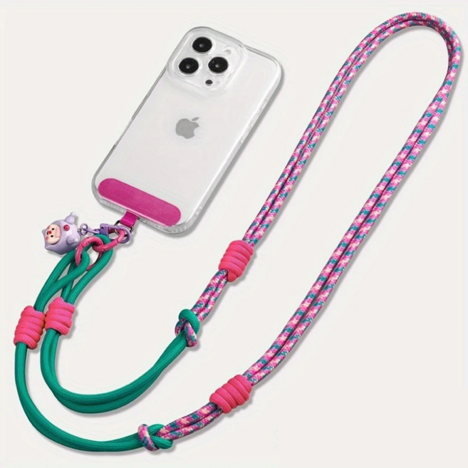 어뮤즈 밧줄 크로스 핸드폰줄 스트랩, 퍼플, 1개