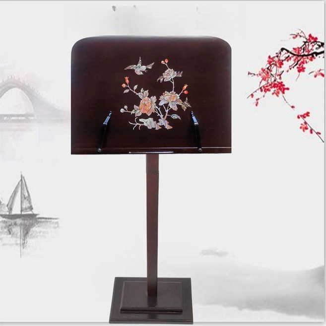 악보대 거치대 휴대용 접이식 스탠드 메뉴판 마이티킹 최고급보면대 악기 사회대, 1개, 로즈우드 플로럴 악보대