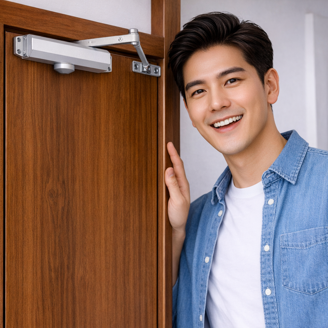 나노엘리 속도조절 소음방지 자동 문닫힘 도어 클로저, 실버, 1개