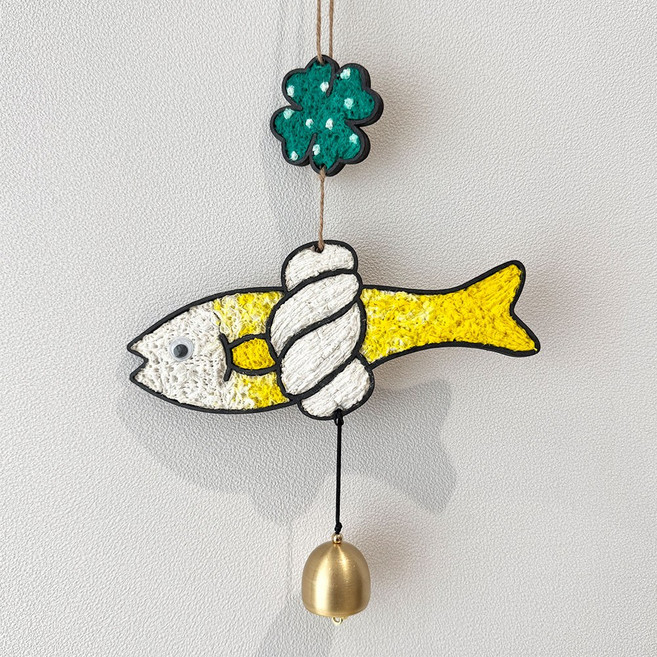 하비코 펄프클레이 액막이 명태 도어벨 DIY 행운 늘봄 방과후 어르신 미술 수업 학교, 4인용-갈색, 1개