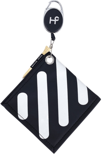 힐크릭 골프 볼타올 타월 사선 디자인 골프채 클리너 릴 타입, 블랙, 1개