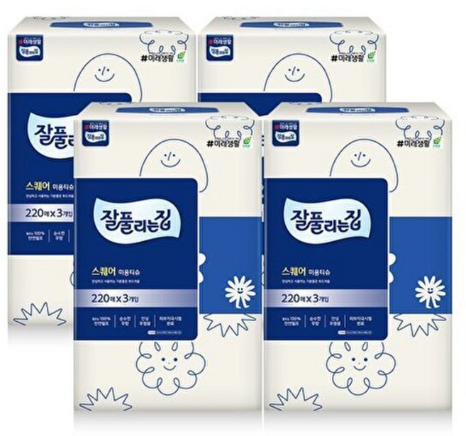 잘풀리는집 천연펄프 미용티슈 2겹, 12개, 220매