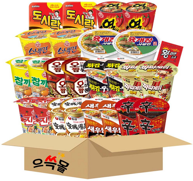 소컵라면세트 12종 24개 신라면2+안성탕면2+육개장사발면2+새우탕2+오징어짬뽕2+짜장범벅2+튀김우동2+진라면매운맛2+참깨라면2+스낵면2+도시락2+왕뚜껑2