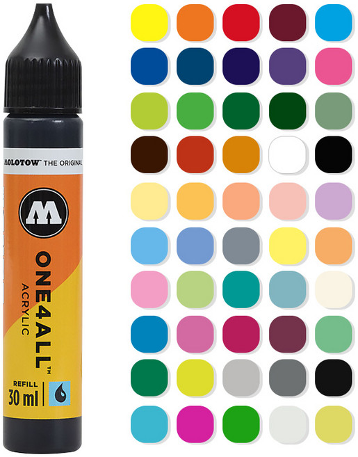 모로토우 ONE4ALL 원포올 전문가용 아크릴마카 리필액 30ml (50색 택1), 180 signal black