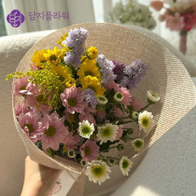 [담지플라워] 들꽃 한다발 가을꽃 생화 택배 꽃배달 싼곳, 1개, 들꽃무드 한다발