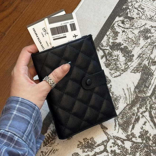 [재고 정리 세일]캐비어가죽 여권지갑 지퍼형 여행용 여권파우치 다기능 수납케이스