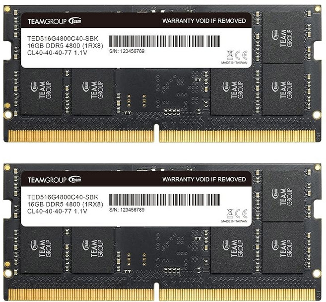 TEAMGROUP 엘리트 SODIMM DDR5 32GB (2x16GB) 4800MHz (PC5-38400) CL40 비완충 1.1V 262 핀 노트북 메모리 모듈 램 - TED53, 4) 32GB Kit 2x16GB, 32GB Kit (2x16GB)