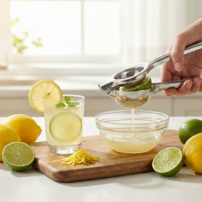 [리뉴얼쿠팡최저가] 일상부엌 스텐 레몬착즙기 레몬즙짜는기구 레몬스퀴저 착즙기 레몬짜는기구, 1개