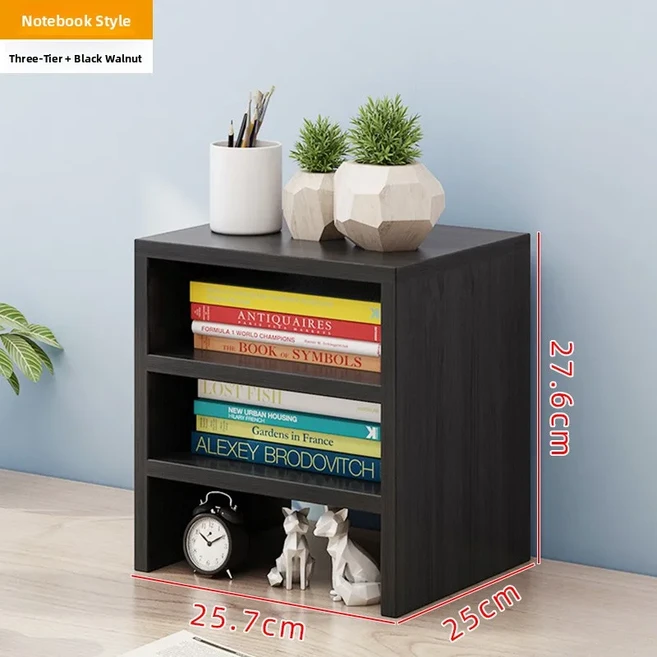 데스크탑 정리함 컴퓨터 모니터 스탠드 사무실 책상 수납함 노트북 키보드 홀더 나무 직사각형 중국 스타일, 13 2단칸막이 + 3단 블랙월넛