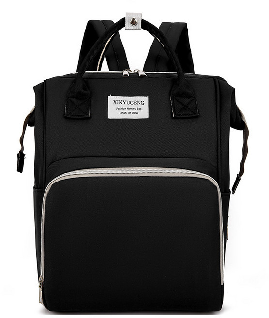 DFMEI 新款媽咪包純色媽咪包女大容量收納雙肩包多功能戶外帶娃母嬰包, 黑色